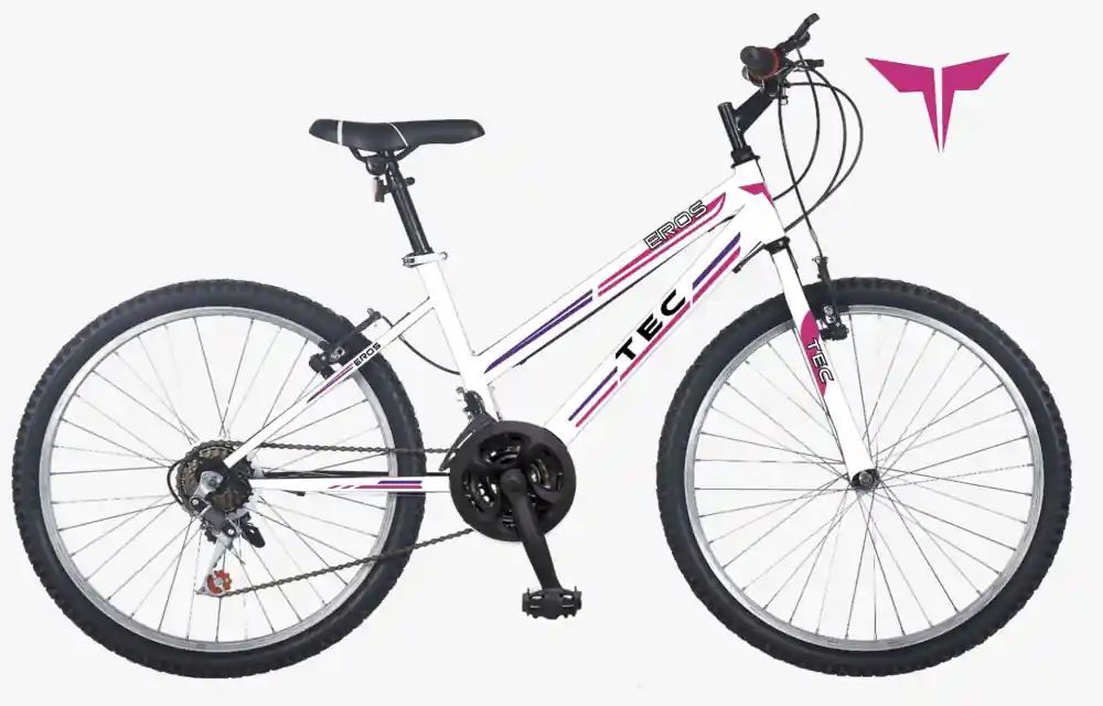Bicicleta MTB TEC Eros, culoare alb/roz/mov, roata 26", cadru din otel Transport gratuit