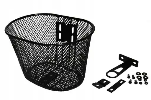 Transport gratuit Cos biciclete copii, material metalic, culoare negru, montaj fata