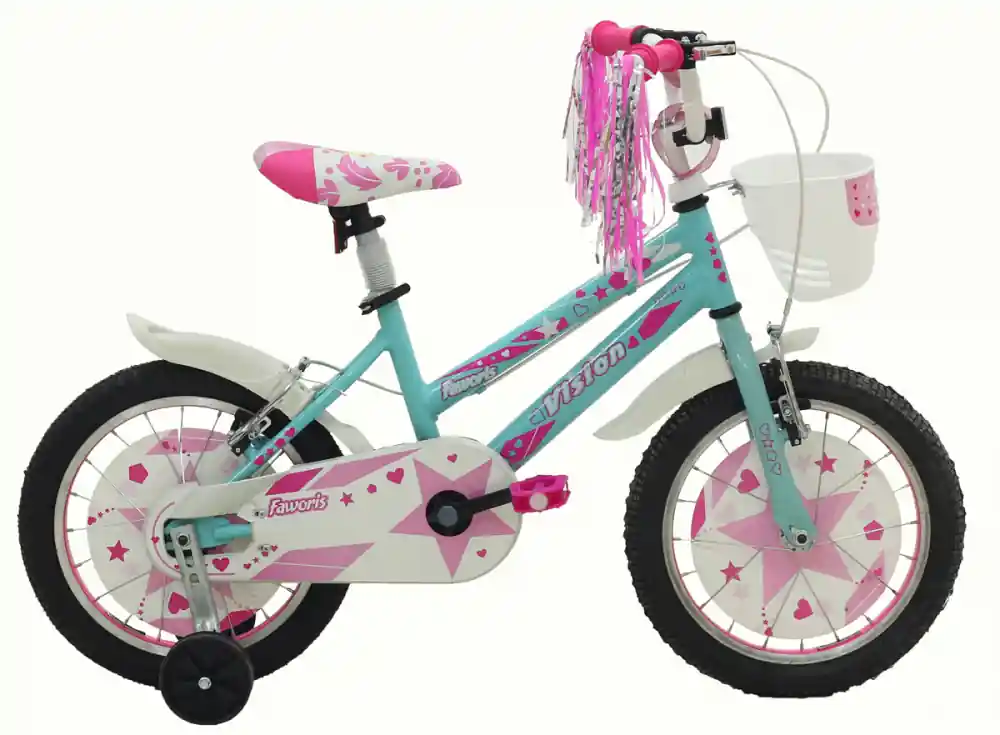 Bicicleta Copii Vision Faworis, culoare turcoaz/roz, roata 16", cadru otel Comandă acum