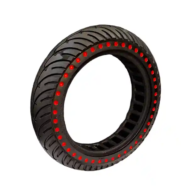 Anvelopa trotineta electrica plina, fara camera, dimensiune 8.5 x 2A, culoare negru cu buline rosii Livrare rapidă