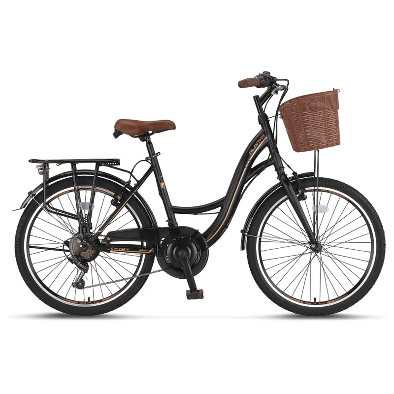 Cumpărături sigure Bicicleta City Umit Alanya, roata 26", 21 viteze, culoare negru/maro, cadru din otel