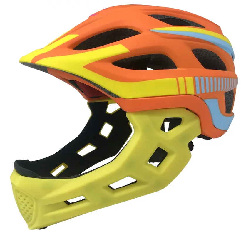 Casca biciclisti AVO-49, fullface, culoare portocaliu/galben mat, marime L (48-56cm) Premium