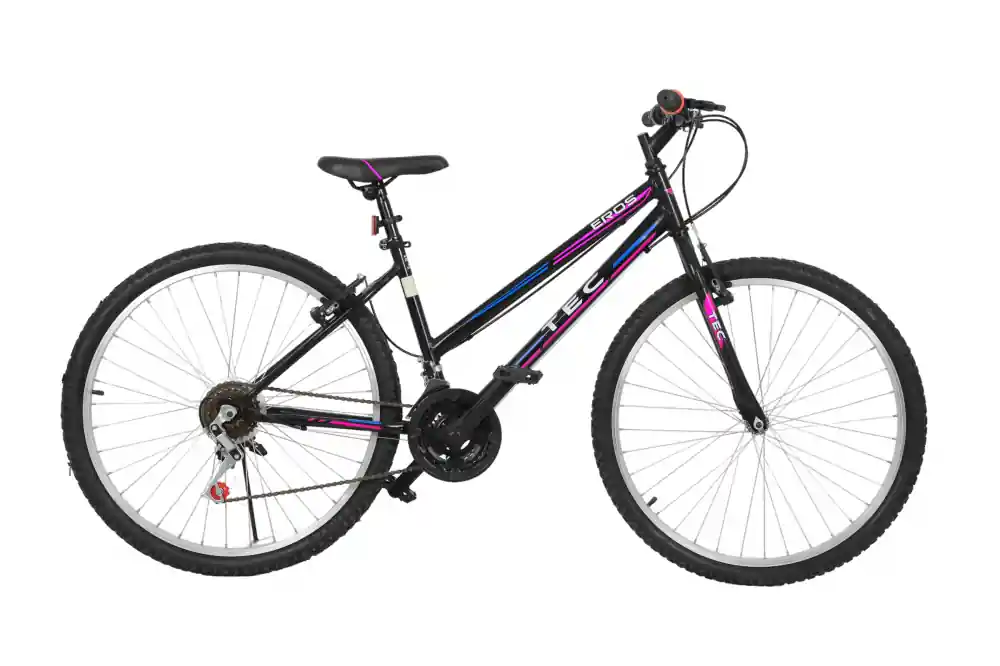 Plată sigură Bicicleta MTB dame TEC Eros, culoare negru/roz/albastru, roata 26", cadru din otel
