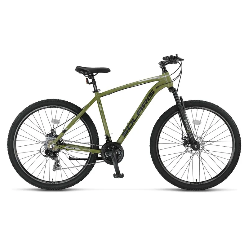 Super ofertă Bicicleta MTB Umit Solaris, 21 viteze, culoare kaki, roata 27.5", cadru din aluminiu 18", frana disc