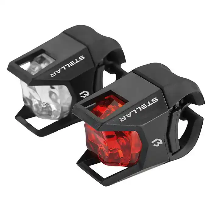 Lichidare de stoc Bikefun - Set lumini pentru bicicleta (far + stop), Stellar, 2 leduri - negru