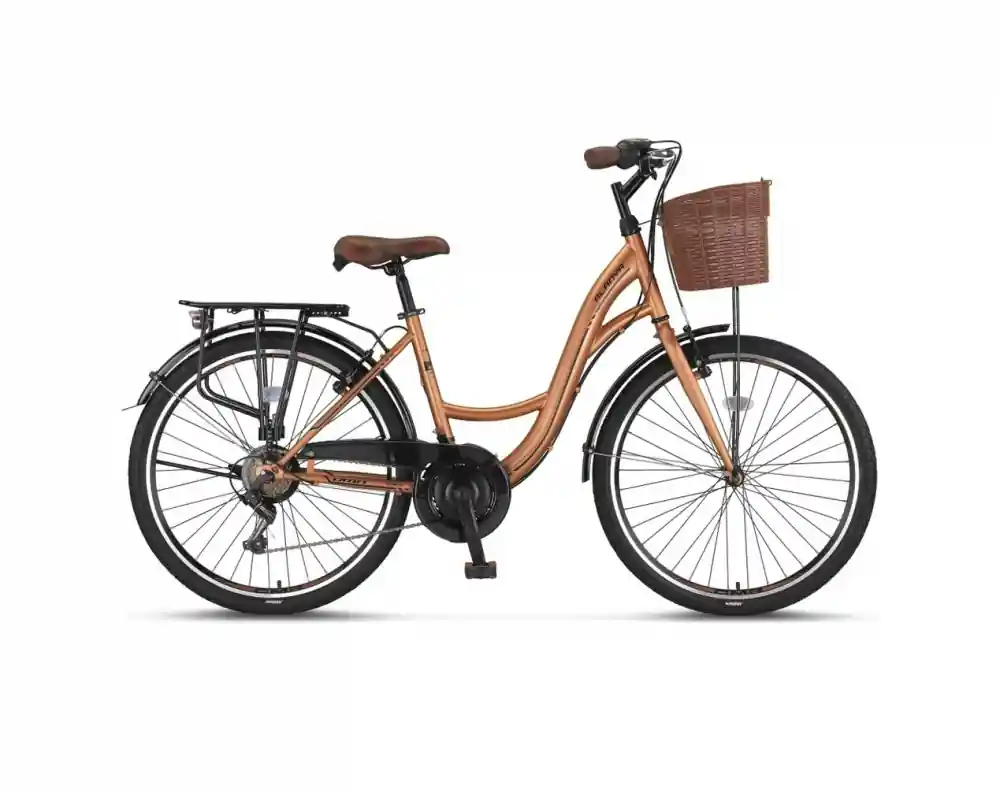 Bicicleta City Umit Alanya, roata 26", 21 viteze, culoare auriu/negru, cadru din otel Promoție