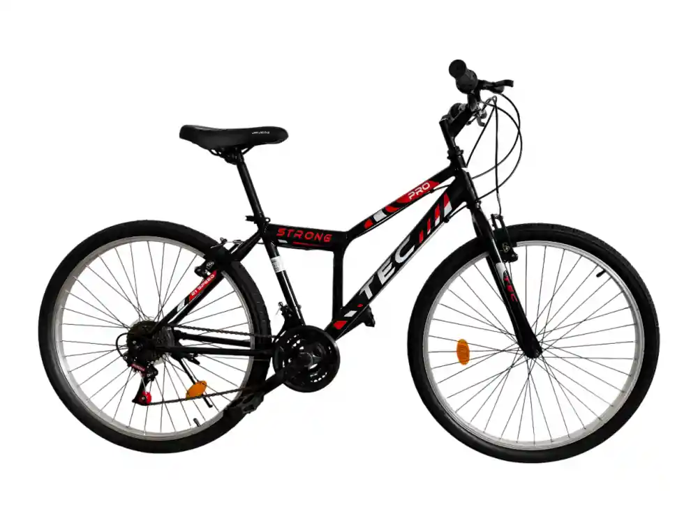 Transport gratuit Bicicleta MTB Tec Strong, roata 26", cadru din otel, culoare negru/rosu