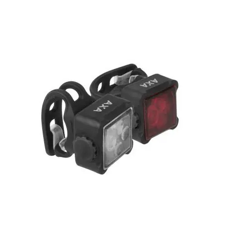 AXA - Set lumini pentru bicicleta (Far + stop) Niteline 44-R/USB, 1 led - negru Calitate înaltă