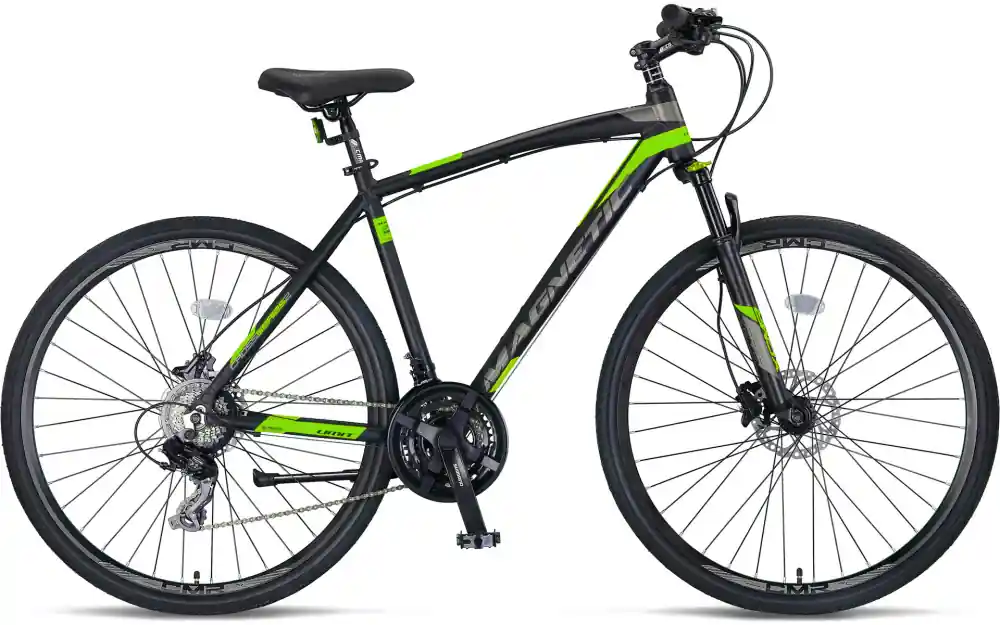 Comandă acum Bicicleta Trekking Umit Magnetic M-510-21-SHIM,  negru/verde, roata 28", cadru aluminiu,frana Hidraulica, 2026