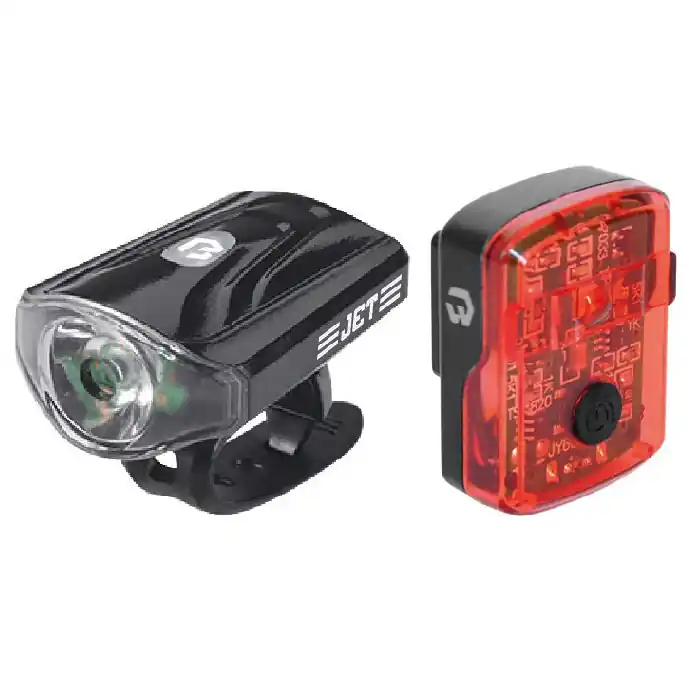 Preferatul clienților Bikefun - set lumini bicicleta (far + stop) Bikefun Jet, incarcare USBi, 1 Led - negru