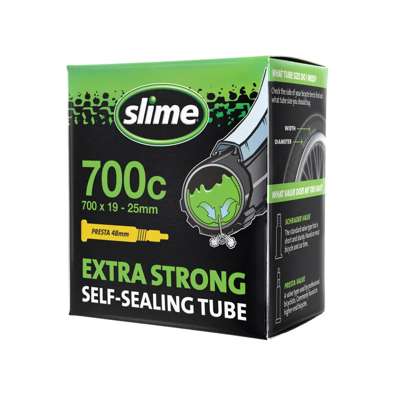 Ultima șansă Slime - camera bicicleta 28" cu solutie antipana - 700x19C-> 700x25C - 19-622-> 25-622 - valva presta 48mm