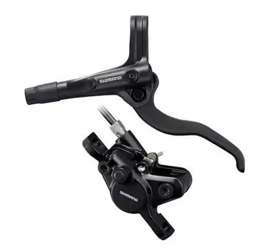 Ofertă limitată Frana pe disc set asamblat (J-Kit) Shimano Deore BL-MT401(L), BR-MT410(F), Negru, fara adaptor, placute Resin (fara radiator), cu insertie, conducta 1000mm (SM-BH59 negru)