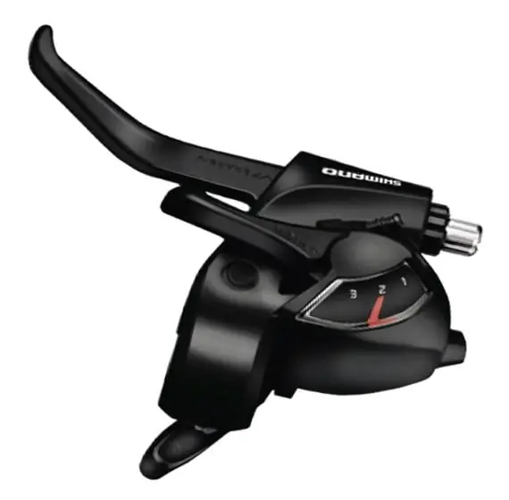 Plată securizată Maneta Schimbator/Frana Shimano St-Ef41-L, Stanga 3 Vit., Cablu De Schimbator 1800Mm, 2 Degete, Pt. V-Brake, Negru, Ambalat Ind.