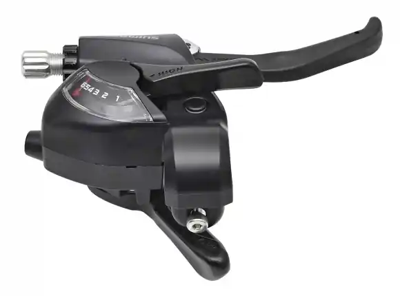 Maneta schimbator/frana Shimano ST-EF41-6R, montaj dreapta 6 viteze, cablu de schimbator 2050mm, 2 degete, pentru V-Brake, culoare Negru Plată sigură