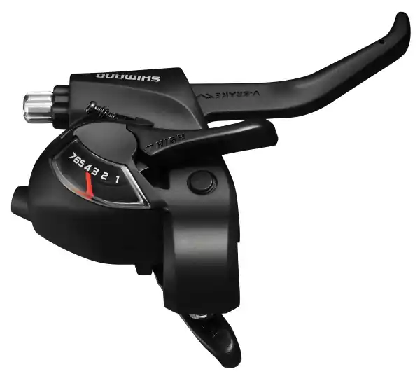 Reducere de preț Maneta schimbator/frana Shimano ST-EF41-7R, montaj dreapta, 7 viteze, cablu de schimbator 2050mm, 2 degete, pentru V-Brake, culoare negru