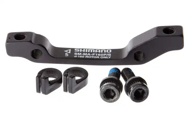 Adaptor montaj pentru etrier frana pe disc, Shimano SM-MA-F160P/S, suruburi x 4, stop ring x 2 standard Ofertă