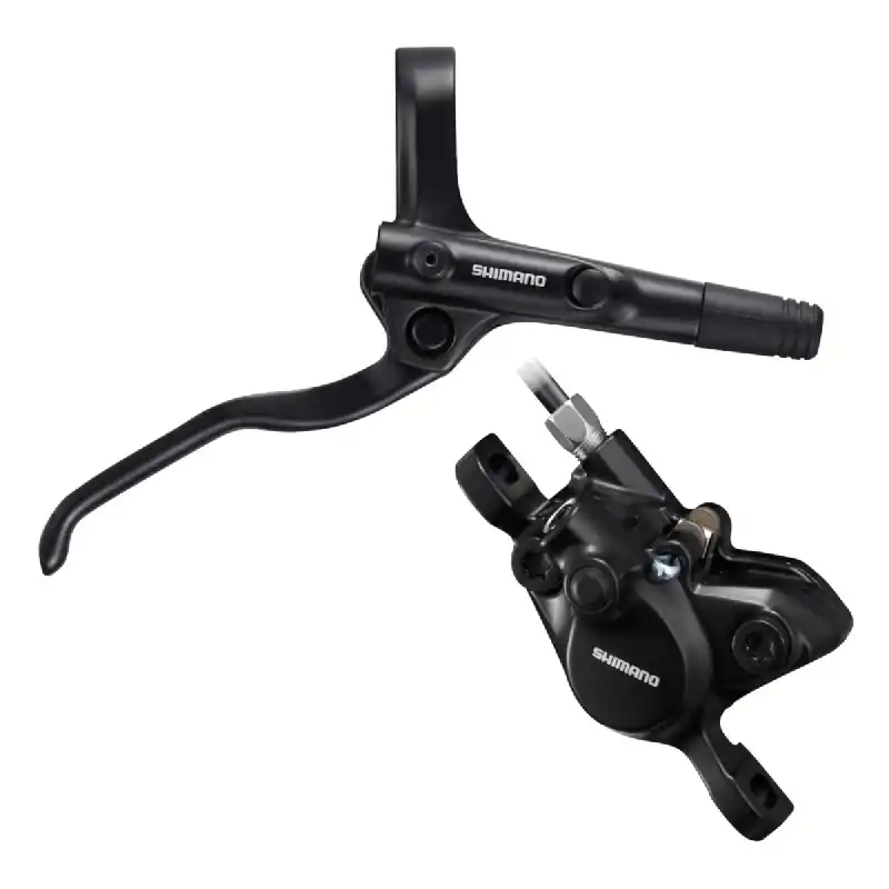 Bestseller Frana pe disc Shimano BL-MT200(R), BR-MT200(R), levier otel, fara adaptor, placute resin, furtun SM-BH59-SS 1700mm negru, oliva si insertie conectare, culoare negru