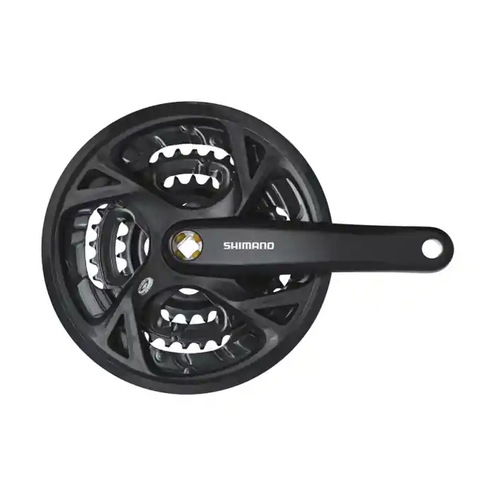 Cel mai bun preț Angrenaj pedalier Shimano Acera FC-M371-L, 3x9 viteze, ax Patrat, cu aparatoare lant, brate 175mm, Negru, 48x36x26T