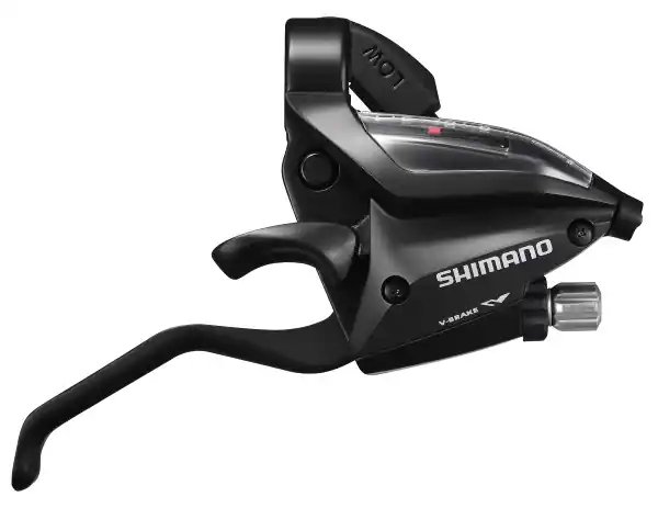 Cumpărături sigure Maneta schimbator/frana Shimano ST-EF500-8R, montaj dreapta, 8 viteze, cablu 2050mm, ez-fire plus, 2 degete, din aluminiu, pentru V-Brake, culoare negru