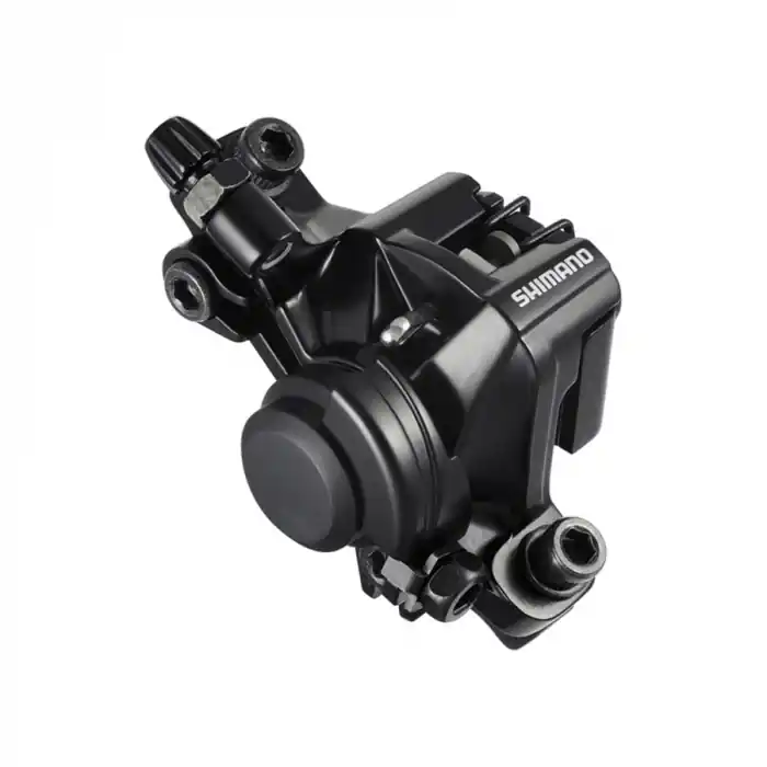 Preț redus Etrier frana mecanica disc Shimano Altus BR-M375-L, fata/spate, fara adaptor, placute resin, Negru