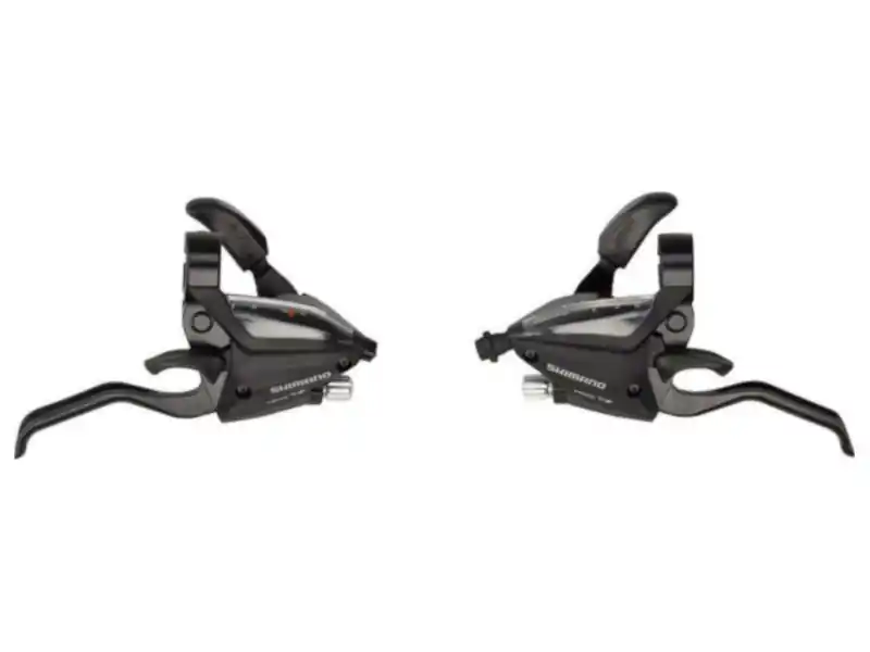 Disponibil imediat Manete Schimbator/Frana Shimano St-Ef500-2A, 7X3 Vit., 2 Degete, Pt. V-Brake, Camasi Schimbator (Sp41)/Frana Lungime Standard (Negru), Negru, Ambalat Ind.