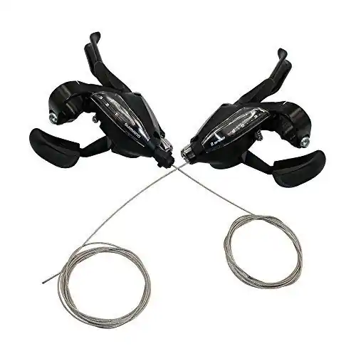 Manete Schimbator/Frana Shimano St-Ef500-4A, 8X3 Vit., 4 Degete, Pt. Frana V-Brake, Cablu/Camasa Schimbator (Sp41)/Frana Standard Negru,  Negru, Ambalat Ind. Reducere de preț