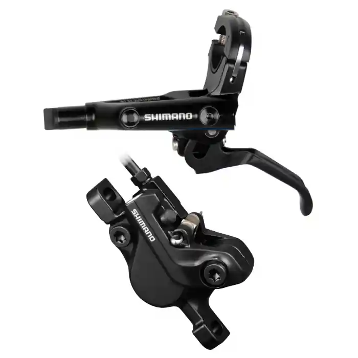 Frana pe disc set asamblat (J-Kit) Shimano Deore BL-MT501(L), BR-MT500(F), Negru, fara adaptor, placute Resin (fara radiator), cu insertie, conducta 1000mm (SM-BH59 negru) Ofertă