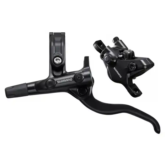 Frana pe disc set asamblat (J-Kit) Shimano Deore BL-M4100(L), BR-MT410(F), Negru, fara adaptor, placute Resin (fara radiator), cu insertie, conducta 1000mm (SM-BH59 negru) Premium