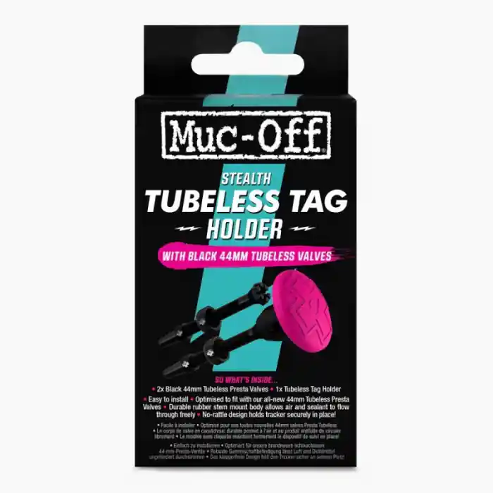 Valva tubeless 44mm Muc-Off Stealth Tubeless Tag Holder cu suport tracker GPS Ofertă de sezon