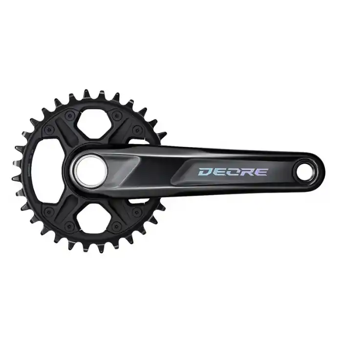 Ultima șansă Angrenaj pedalier Shimano Deore FC-M6120-1, 1x12 viteze, Hollowtech II, fara aparatoare lant, brate 170mm, fara BB, 32T