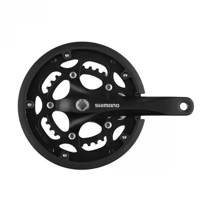 Angrenaj pedalier Shimano Claris FC-RS200, 2x8 viteze, ax Patrat, cu aparatoare lant, brate 175mm, Negru, 50x34T Cel mai bun preț