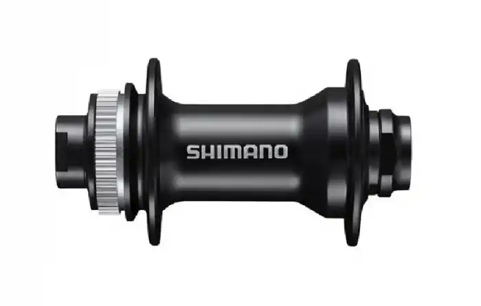Butuc fata Shimano HB-MT400, Center Lock, Thru-axle de 15mm, fara ax, OLD 100mm, fara lock-ring, Negru, 32H Promoție