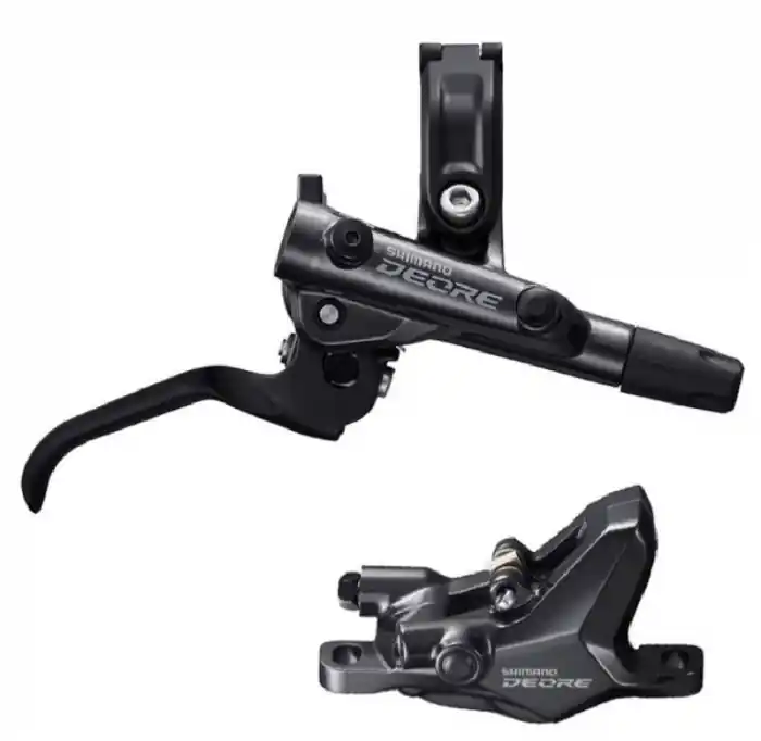 Frana pe disc set asamblat (J-Kit) Shimano Deore BL-M6100(L), BR-M6100(F), fara adaptor, placute Metal (fara radiator), cu insertie, conducta 1000mm (SM-BH90 negru) Preț promoțional
