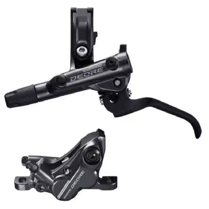 Frana pe disc set asamblat (J-Kit) Shimano Deore BL-M6100(L), BR-M6120(F), fara adaptor, placute Metal (fara radiator), cu insertie, conducta 1000mm (SM-BH90 negru) Retur gratuit