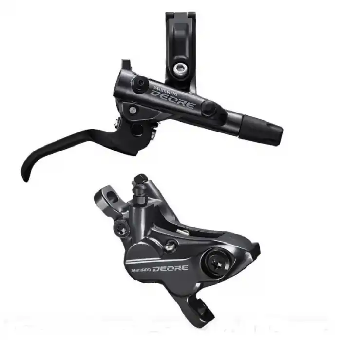 Ofertă specială Frana pe disc set asamblat (J-Kit) Shimano Deore BL-M6100(R), BR-M6120(R), fara adaptor, placute Metal (fara radiator), cu insertie, conducta 1700mm (SM-BH90 negru)