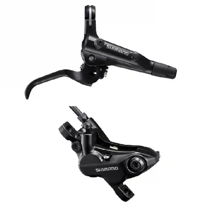 Frana pe disc set asamblat (J-Kit) Shimano Deore BL-MT501(R), BR-MT520(F), Negru, fara adaptor, placute Resin (fara radiator), cu insertie, conducta 1000mm (SM-BH90 negru) Premium