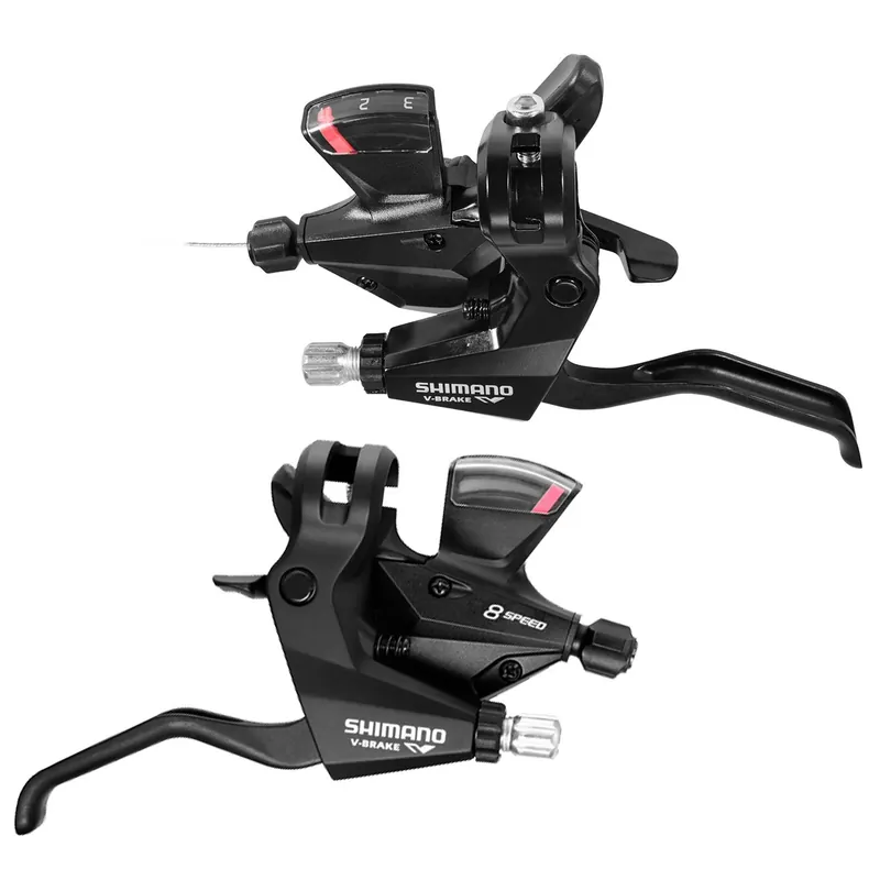 Super ofertă Manete schimbator/frana Shimano Altus ST-M310-L-2, Rapidfire Plus, set, 3x8 viteze, V-Brake, negru
