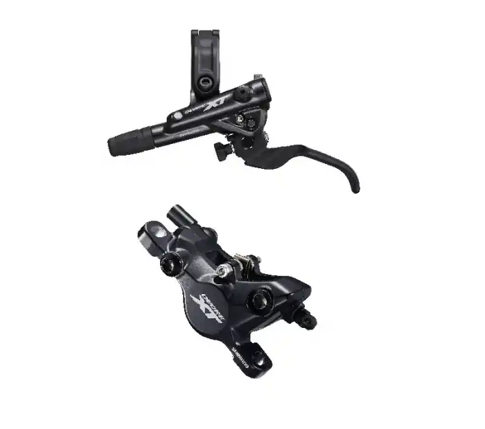 Frana pe disc set asamblat (J-Kit) Shimano Deore XT BL-M8100(L), BR-M8100 (F), fara adaptor, placute Metal (cu radiator), cu insertie, conducta 1000mm (SM-BH90 negru) Preț mic