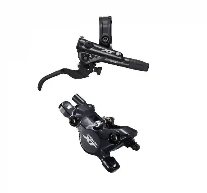 Premium Frana pe disc set asamblat (J-Kit) Shimano Deore XT BL-M8100(R), BR-M8100 (R), fara adaptor, placute Metal (cu radiator), cu insertie, conducta 1700mm (SM-BH90 negru)