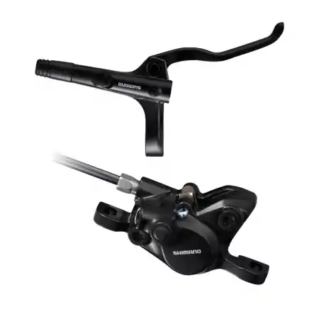 Ofertă de sezon Frana pe disc set asamblat Shimano Altus BL-MT201(R), BR-MT200(F), Negru, fara adaptor, placute Resin (fara radiator), cu oliva si insertie, conducta 1000mm (SM-BH59 negru)
