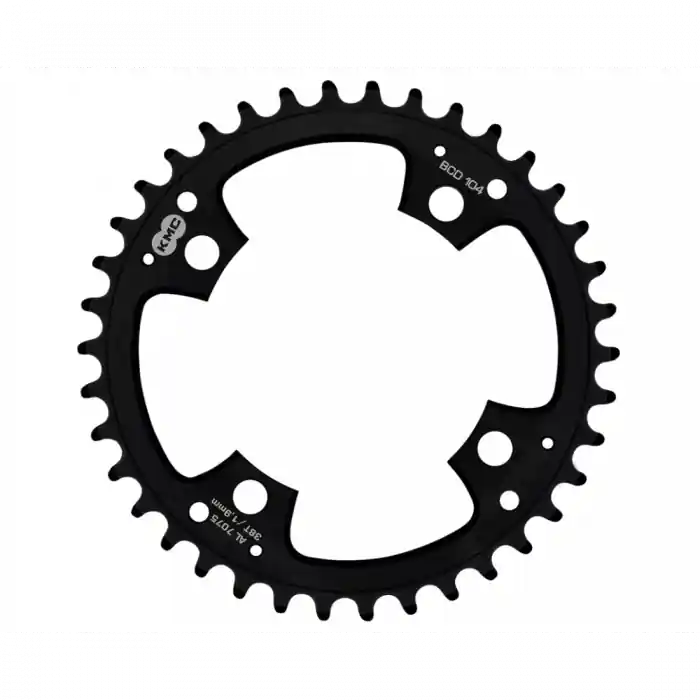 Ultima șansă Placa pedalier KMC 38T 1.9mm BCD104 Narrow-Wide AL7075 Neagra