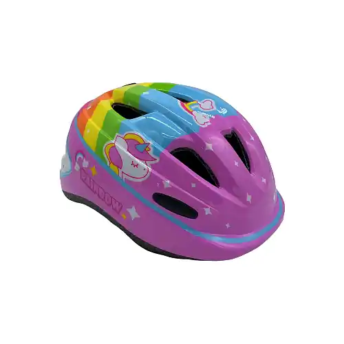 Casca biciclisti AVO-09, marime M (48-52cm), culoare roz, model curcubeu Preferatul clienților