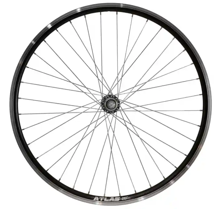 Cumpără online Roata Bicicleta Spate Atlas 26", Profil Dublu Culoare Negru, Cnc, Spite Otel Nichelate, Butuc Metal, Pinion Argintiu, 3/8, 36H