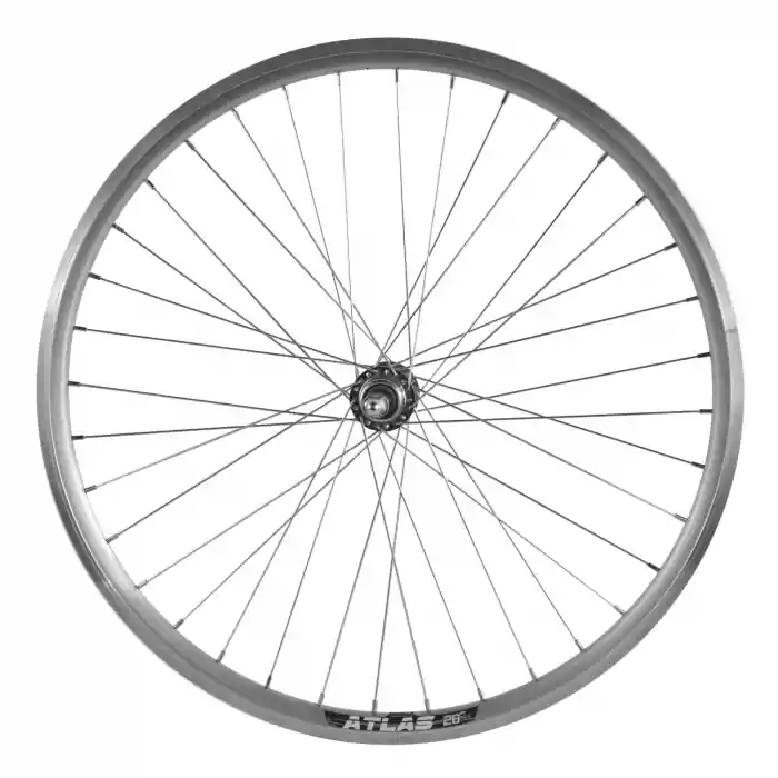 Retur gratuit Roata spate ATLAS 26", 559x18, ALU dubla, argintie natur, V-Brake CNC, 36H