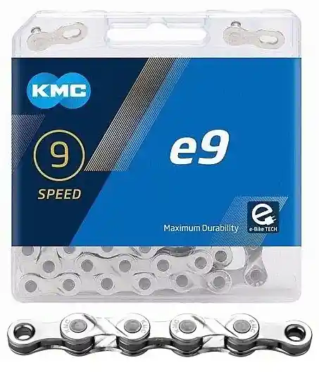 Calitate înaltă Lant KMC E9 Silver 9 viteze, 122 zale, Ebike, Argintiu