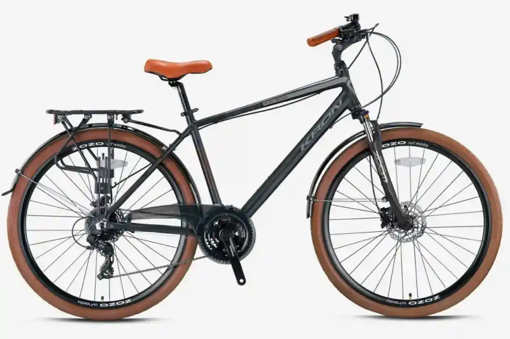 Bicicleta City Kron CX 300, roata 28", 24 viteze, cadru aluminiu, frana disc hidraulic, culoare negru Popular