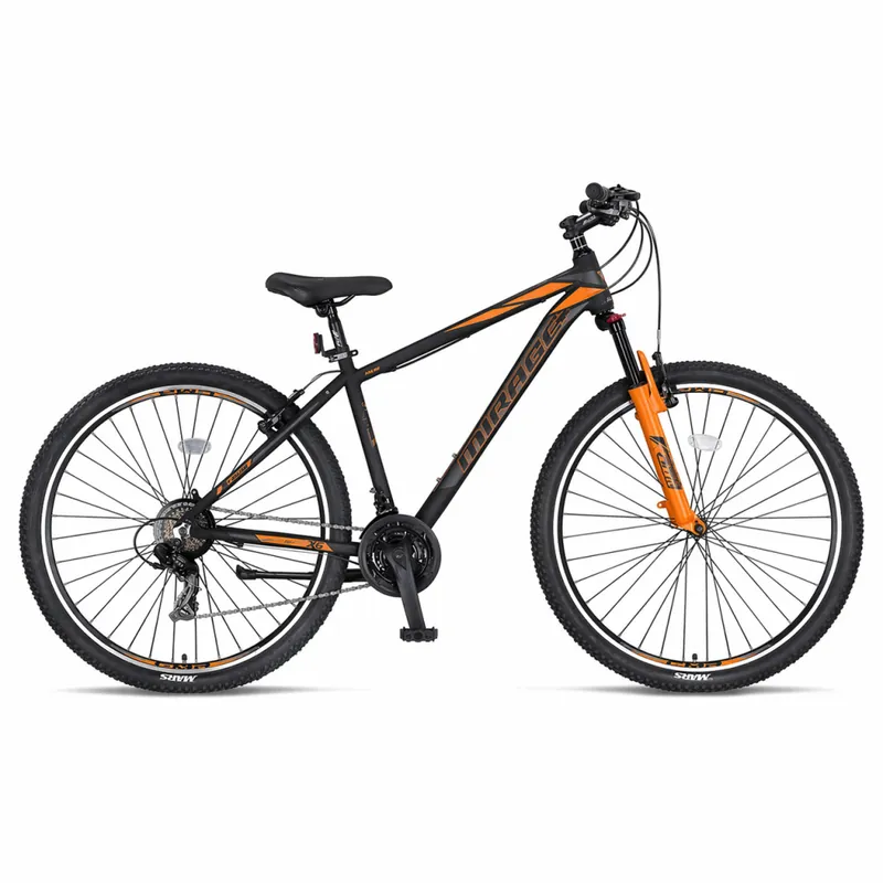 Transport gratuit Bicicleta MTB Umit Mirage, 21 viteze, culoare negru/portocaliu, roata 29", cadru din aluminiu 18", V-brake