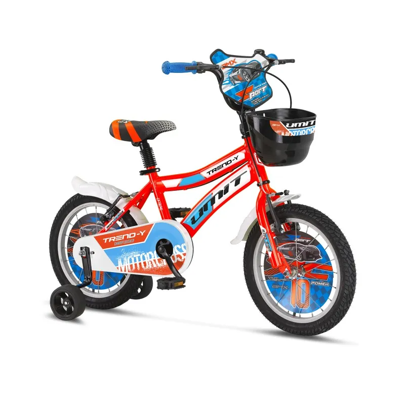 Bicicleta copii Umit Trend-y, culoare portocaliu/albastru, roata 16", cadru din otel Ofertă exclusivă