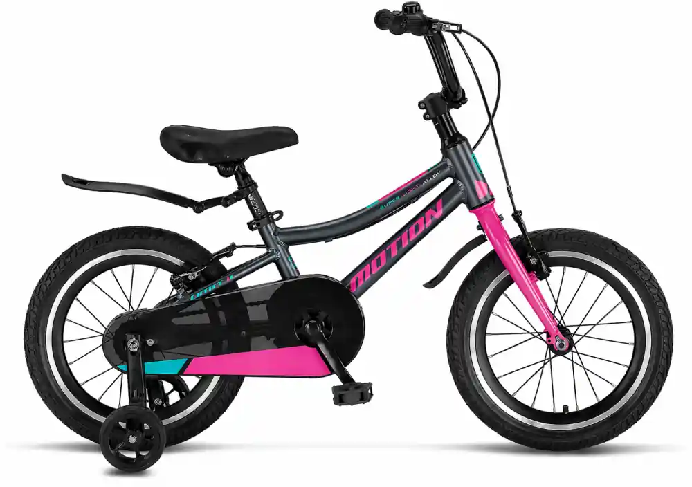 Bicicleta copii Motion Lady, culoare antracit/roz, roata 16", cadru din otel Popular