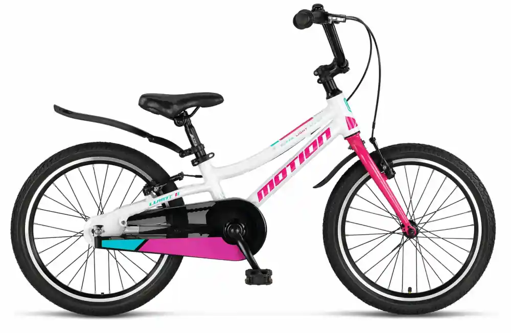 Bestseller Bicicleta copii Motion Lady, culoare alb/roz, roata 20", cadru din otel